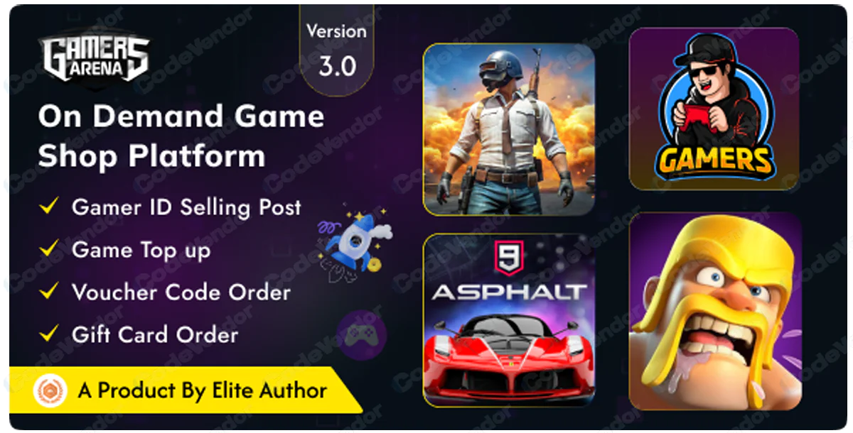 Gamers Arena - Digital Online Game Store, Game Top Up ,Voucher & Gamer ID Selling Tools-CodeVendor