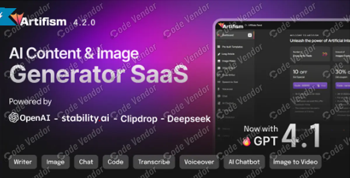 Artifism - AI Content & Image Generator SaaS v4.2.0