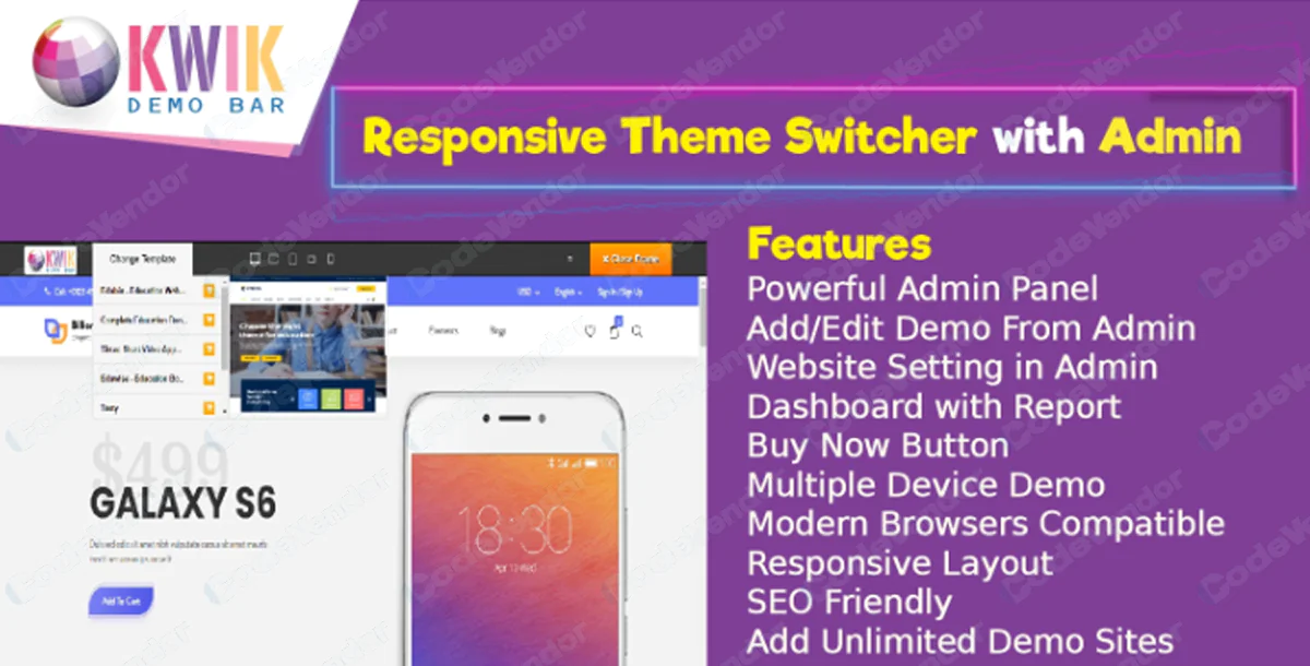 Kwik Demo Bar - Responsive PHP Theme Switcher v1.1
