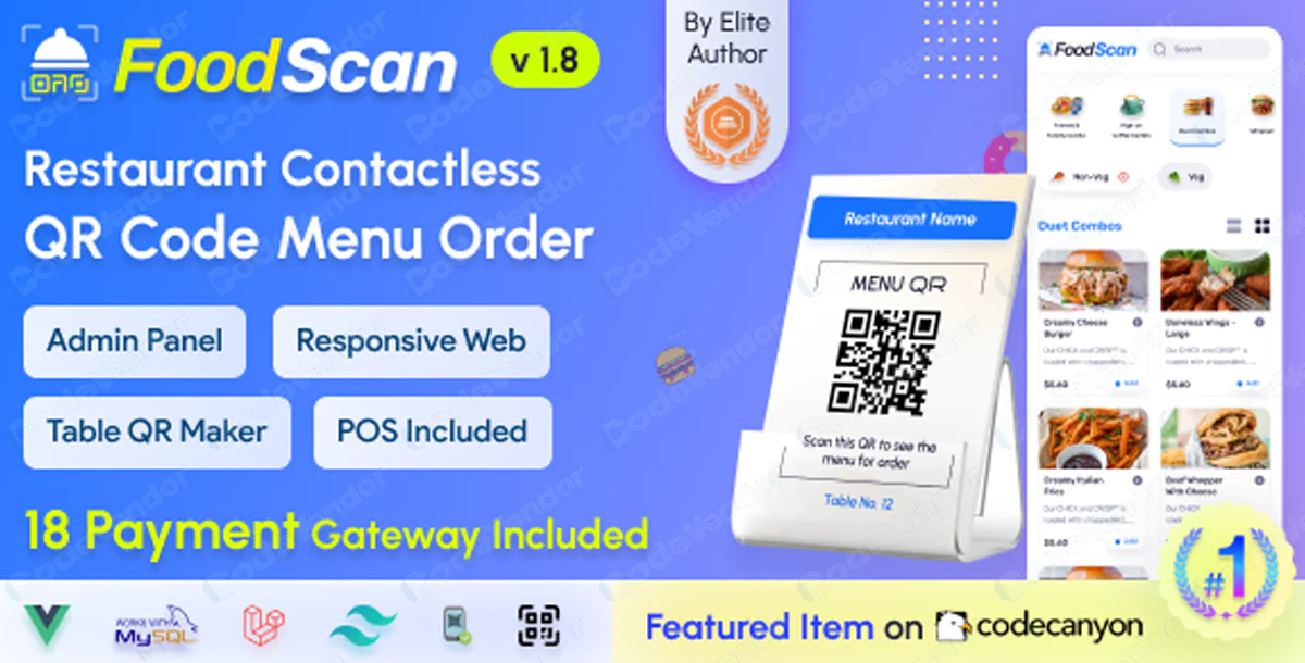 FoodScan - Qr Code Restaurant Menu Maker and Contactless Table Ordering System with Restaurant POS